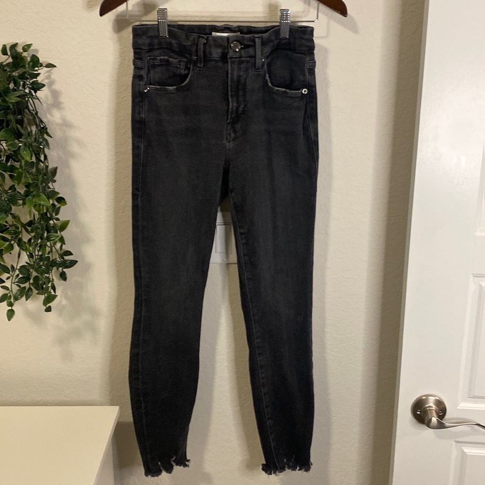 Good American Good Legs Crop Distressed Black - Size 4/27